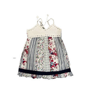 Forever 21 Floral Spaghetti Y2K Crochet Halter Tank Top multicolor A003446